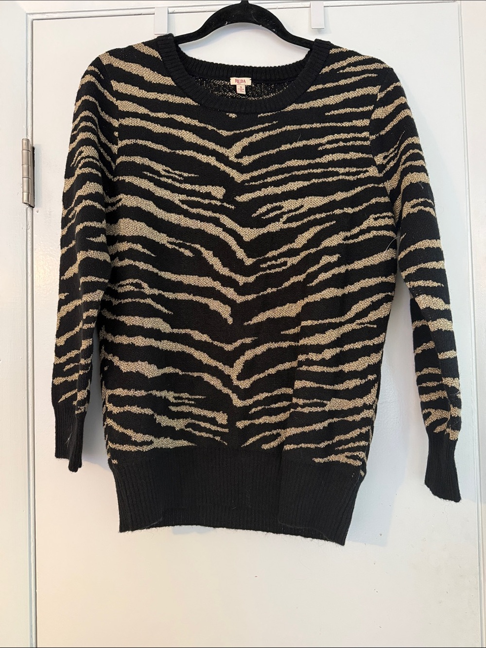 Reba Black and Cream Zebra Crewneck Sweater